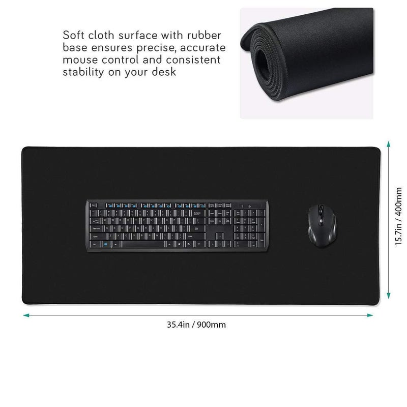 YEBMoo Extra Large Gaming Mouse Pads/Extended Protective Office Desk Mouse Mat Non-Slip Professional Precision Tracking Surface (35.4" x 15.7") for PC Computer Laptop (90x40Black001) - Image 2